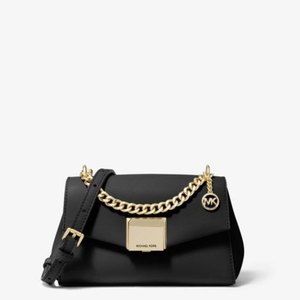 Michael Kors Small Leather Crossbody Bag Black / Gold